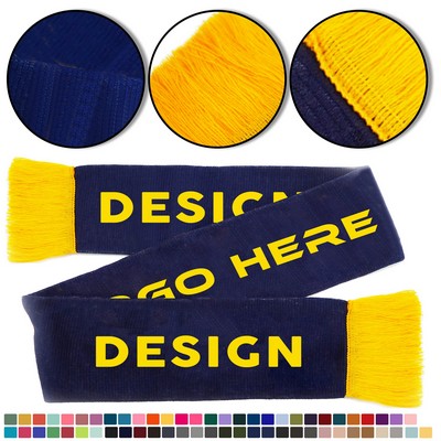Double-Sided Stadium Knit Scarf With Fringe