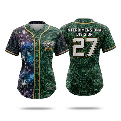 Women's Sublimation Full-Button Baseball Jersey - Birdseye