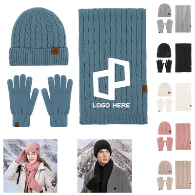 3-Piece Alpaca Beanie Scarf And Touchscreen Gloves
