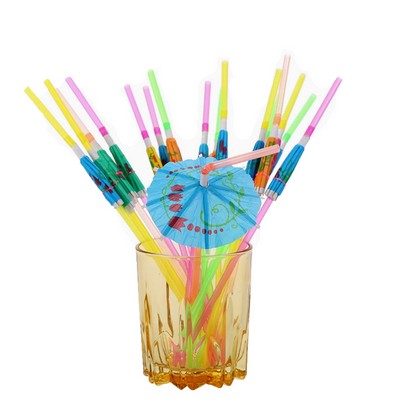 Tropical Bendy Umbrella Straws