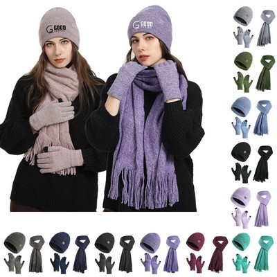 Custom Knit Beanie/Scarf/Gloves Set
