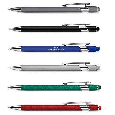 Soft Rubber Finish Click Metal Ballpoint Stylus Pen