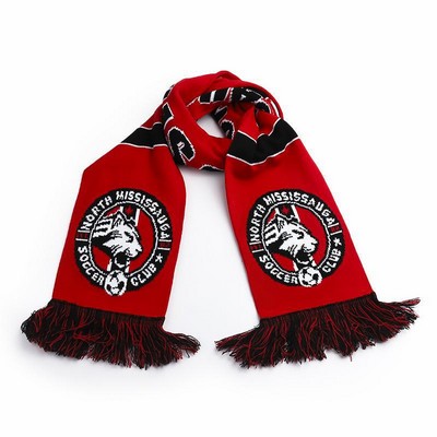 Two-Tone Arena Knit Scarf with Tassels