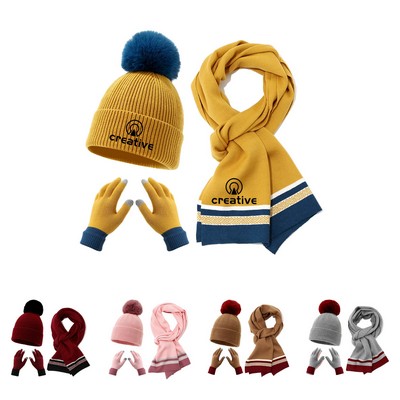 3" 1 Knitted Hat Set For Women