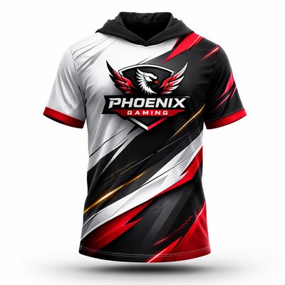 Unisex Premium Poly-Spandex Short Sleeve Hooded T-Shirt