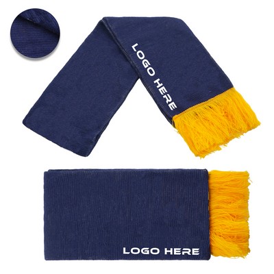 Custom Knitted Soccer Scarf With Fringe