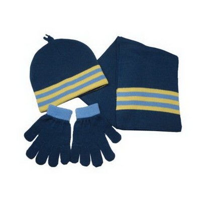 Knitted Beanie Hat Scarf Gloves Set