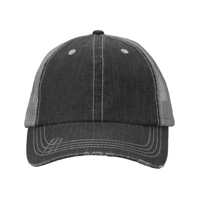 Valucap Distressed Contrast Stitch Hat (Embroidered)
